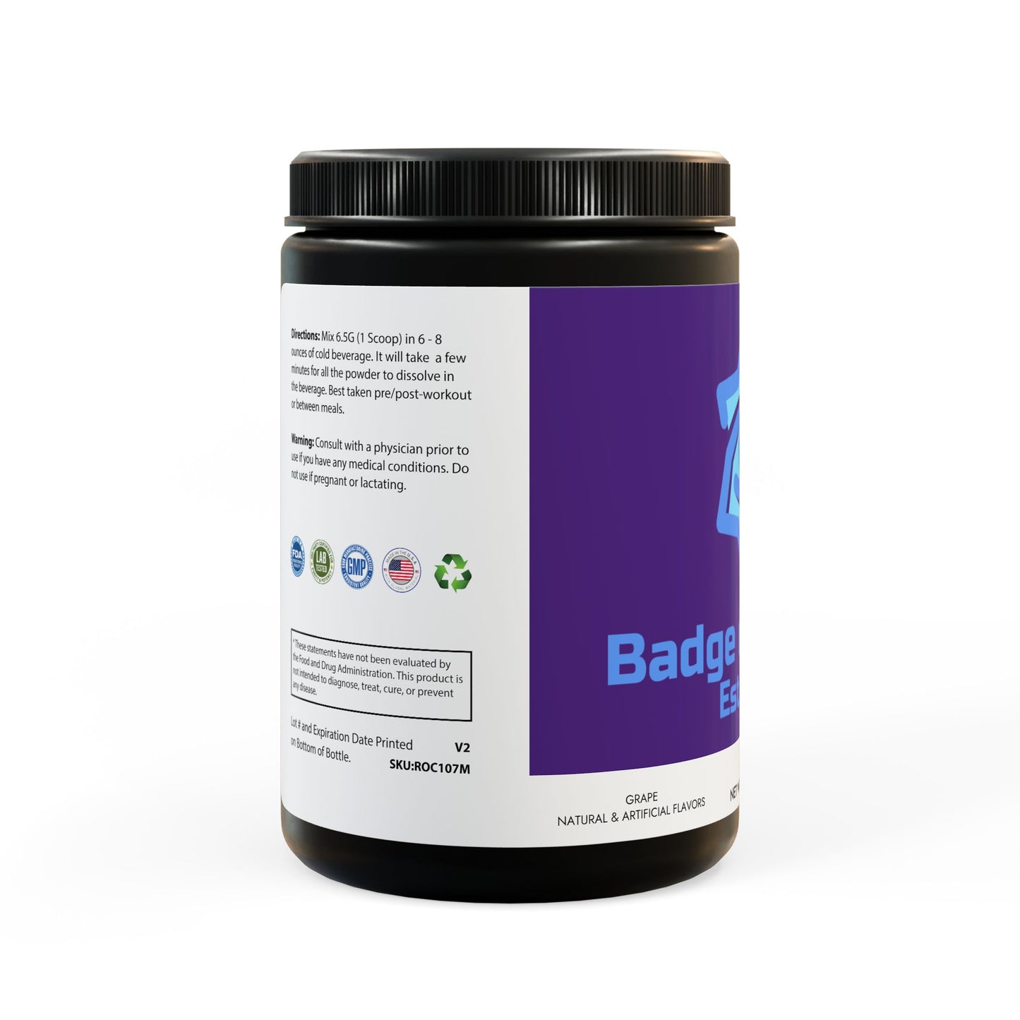 BADGE OF PEARLS BCAA Supplement, Grape (325g, 11.46oz, 50 servings)