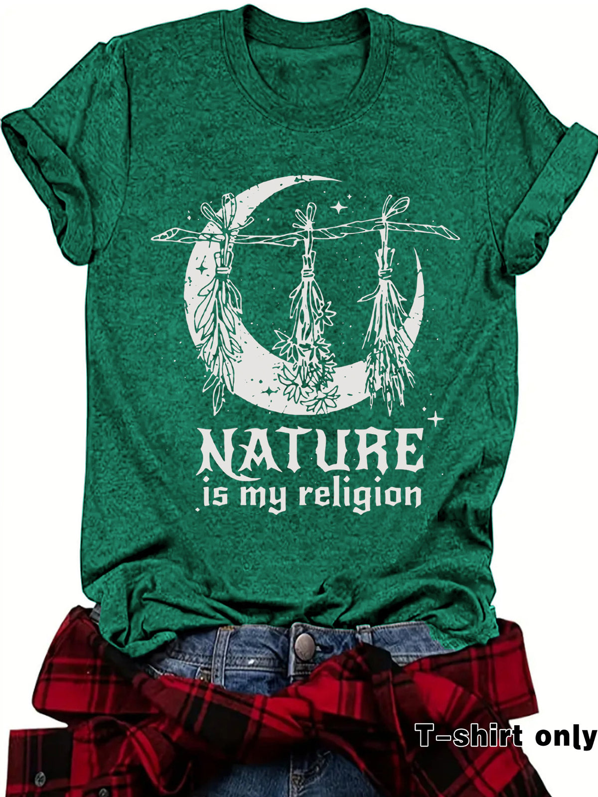 Witch print round neck short sleeved shirt