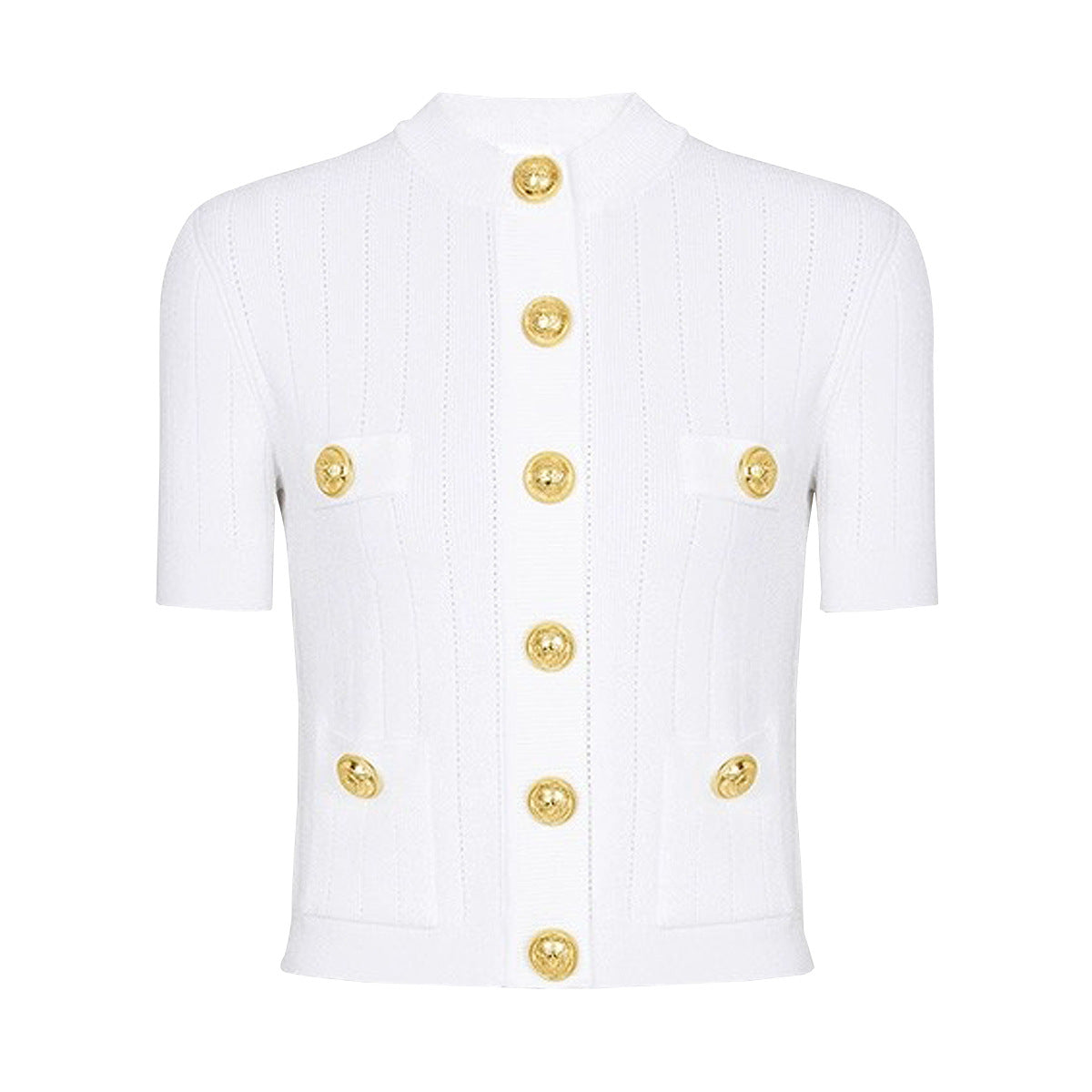Autumn New High Quality Knitted Shirt Short Sleeve Round Neck Woolen Cardigan Top for Women
