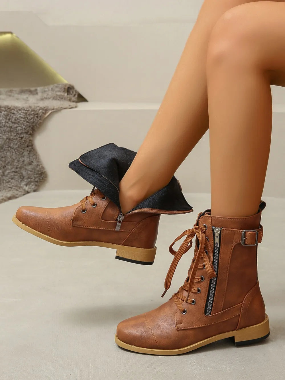 Agent Acevedo's PU Leather Lace-Up Boots