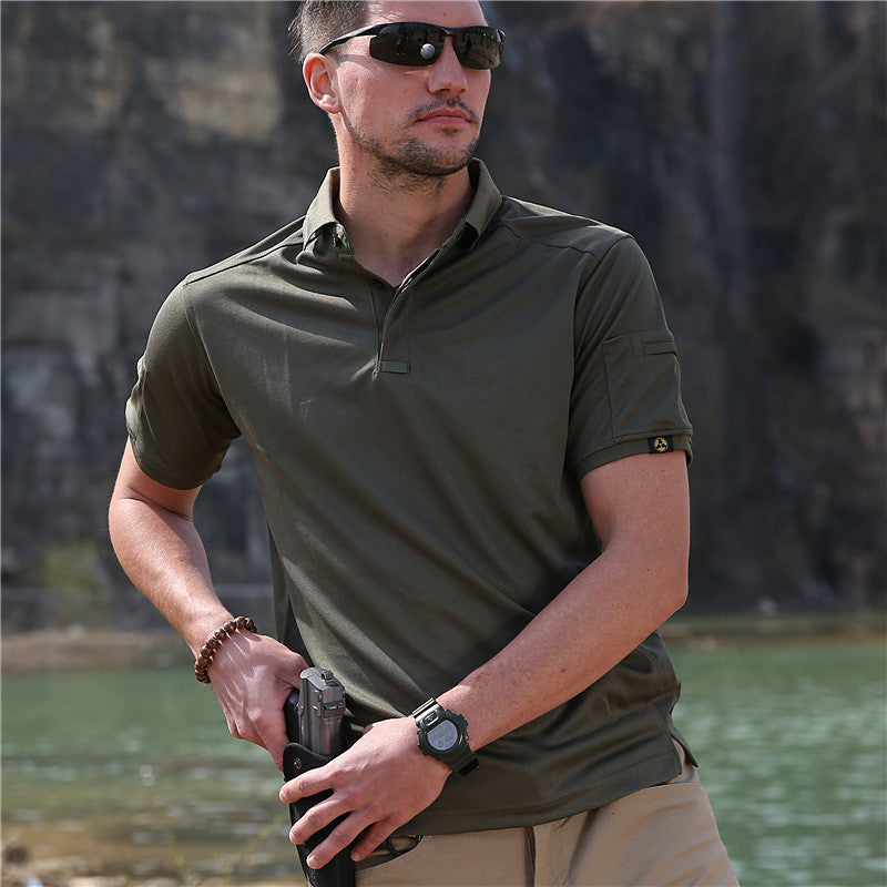 AGENT ACEVEDO 34815 Consul collar short sleeved multifunctional quick drying outdoor men's sports sweat wicking quick drying clothes elastic tactical T-shirt