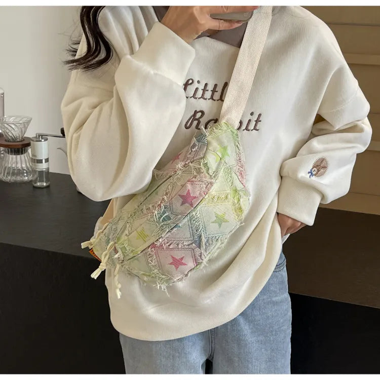 Raw Edge Tie-Dye Crossbody Bag