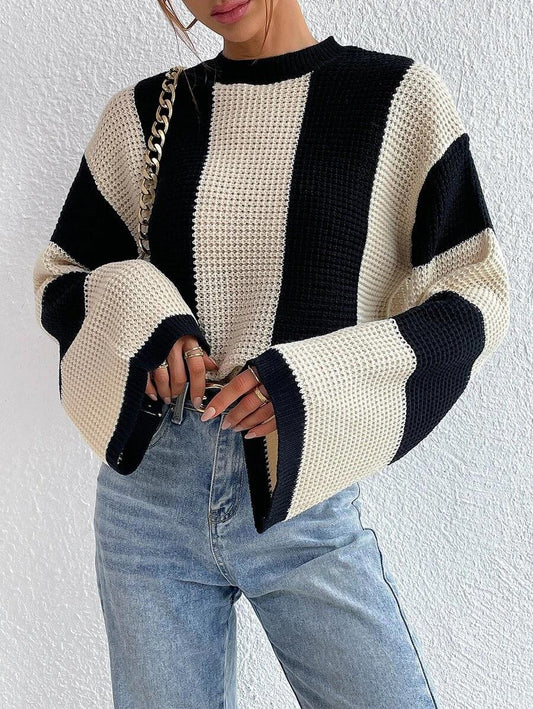 Fashion Striped Turtleneck Sweater For Women Elegant Loose Long Sleeve Pullover  Autumn Vintage Winter High Street Sweaters