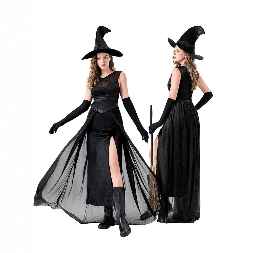 Halloween Costume Witch Role Play Dress Witch Cosplay Stage Outfit Elegant Theme Party Costume