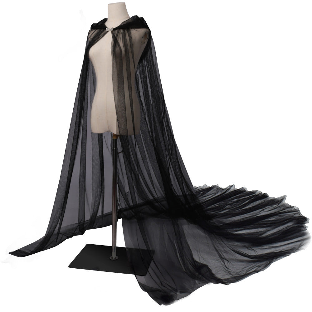 POETIC MAGIC Adult Vintage Hooded Tulle Cloak Cos Vampire Bride Cape Women's Cloak
