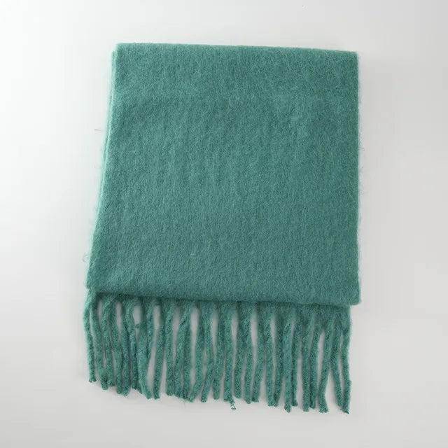 New Winter Women's Scarf Cashmere Warm Wrap Pashmina Solid Foulard Female Scarves Shawls Thick Soft Blanket Large Tassels