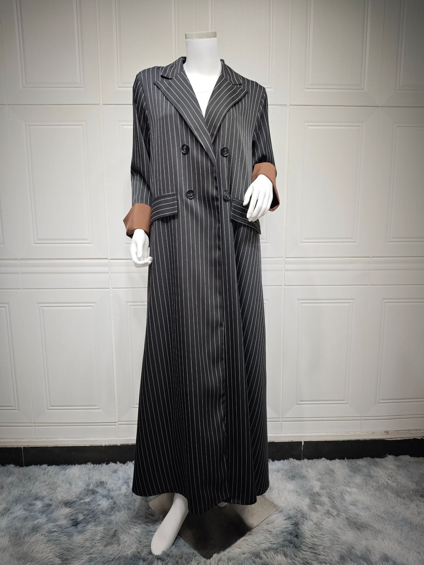 Stripe Suit Collar Outerwear Cardigan for Women