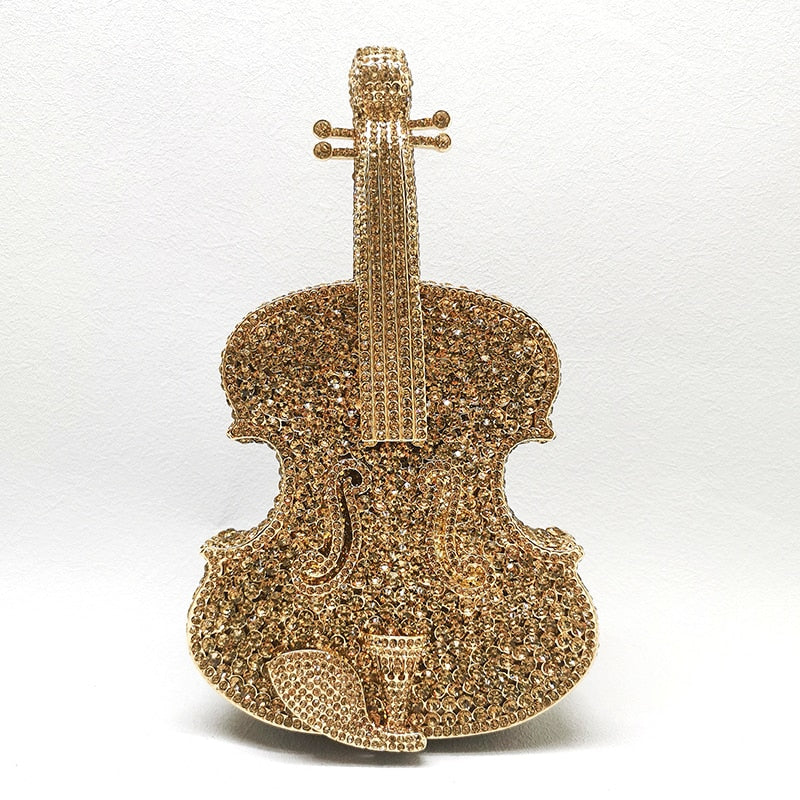 12 Colors Violin-Shape Rhinestone Evening Bag Designer Luxury Women Metal Wedding Bridal Clutches Lady Girls Diamonds Purses