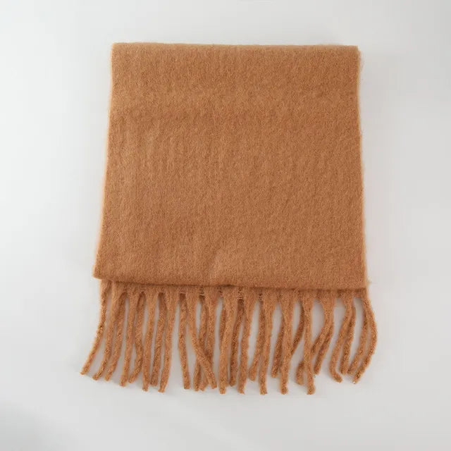 New Winter Women's Scarf Cashmere Warm Wrap Pashmina Solid Foulard Female Scarves Shawls Thick Soft Blanket Large Tassels