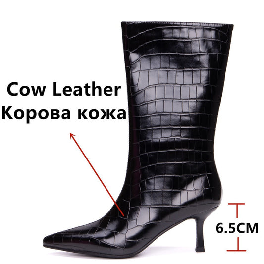 Pointed Toe Thin High Heels Women Mid-Calf Boots Autumn Winter Fashion Party Casual Shoes Autumn Winter Brand New