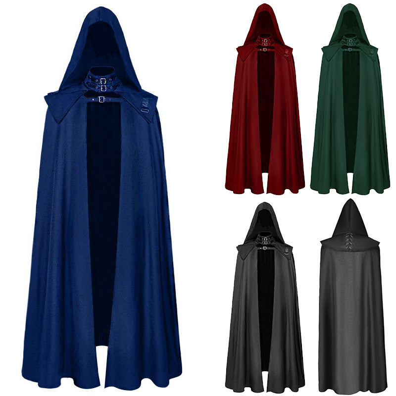 Halloween Dark Medieval Cosplay Cape with Hood for Women, Gothic Long Robe Cloak, Vintage Style Outerwear
