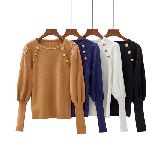 High quality puff sleeves Womens Sweaters Fashion Knitted Pullover Sweater Fall Winter Soft Female Jumper Top Jersey Pull