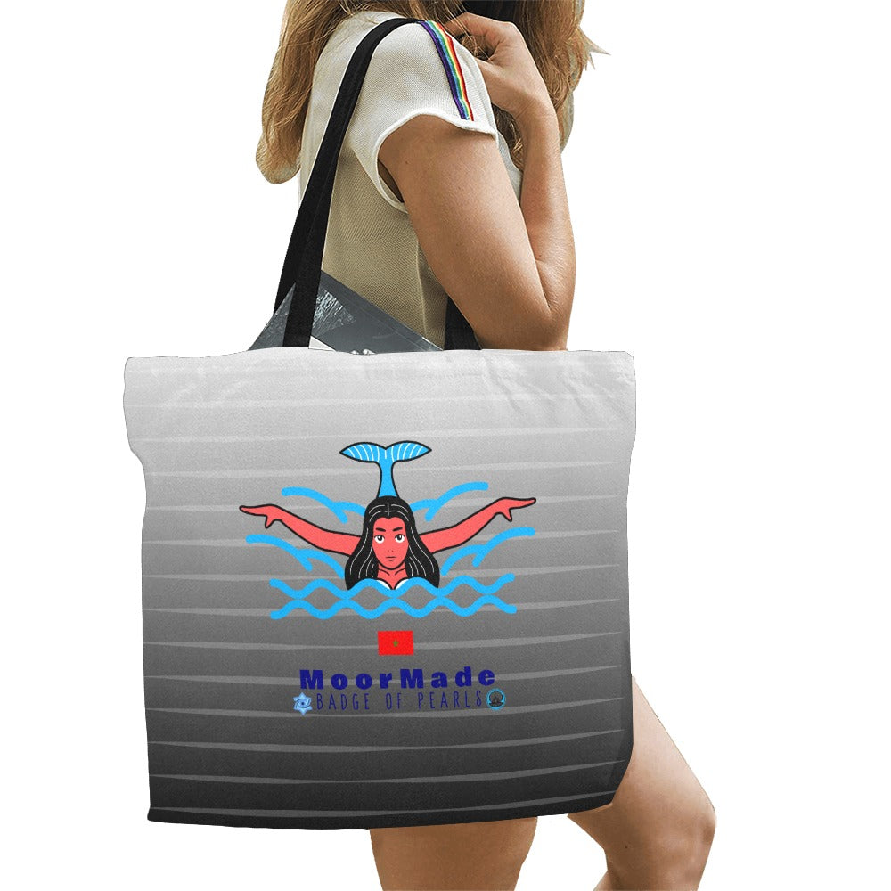 MoorMade Badge of Pearls Print Canvas Tote Bag(Large)
