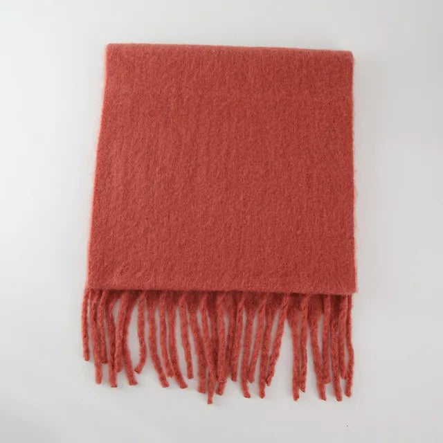 New Winter Women's Scarf Cashmere Warm Wrap Pashmina Solid Foulard Female Scarves Shawls Thick Soft Blanket Large Tassels