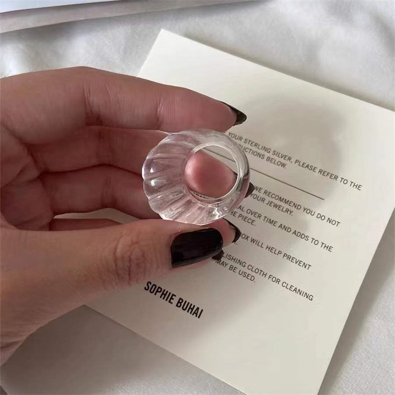 Irregular Wide Large Chunky Rings for Women Vintage Crystal Resin Autumn Winter Geometric Stacking Wear Finger Jewelry