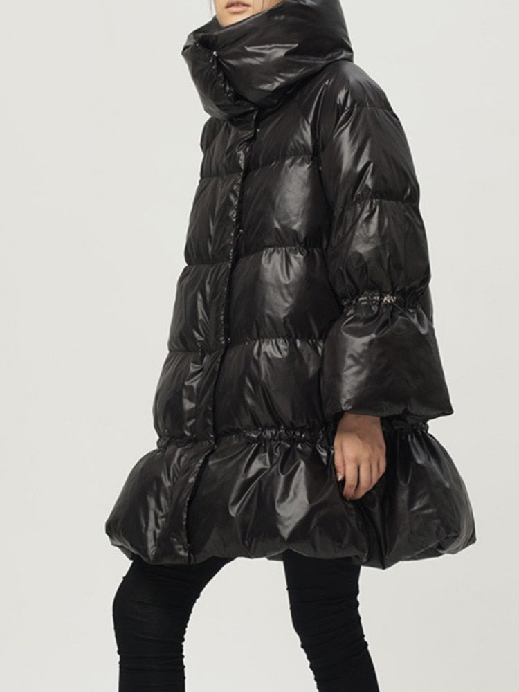 Stand Collar Long Sleeve Solid Color Loose Parkas Fashion Streetwear Coats For Women Winter Warm Clothing