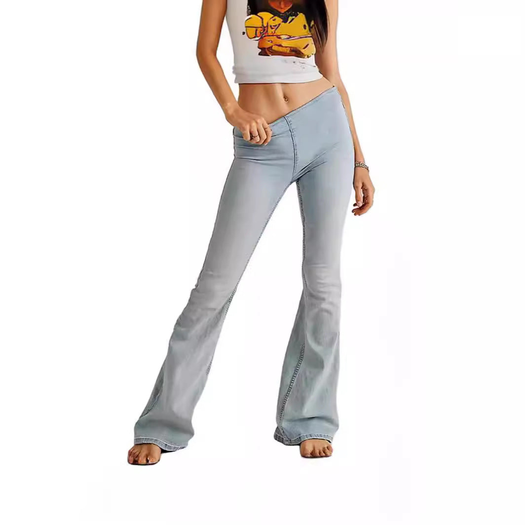 Mid waist flared jeans for women and women