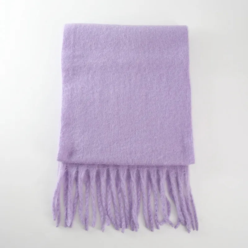New Winter Women's Scarf Cashmere Warm Wrap Pashmina Solid Foulard Female Scarves Shawls Thick Soft Blanket Large Tassels