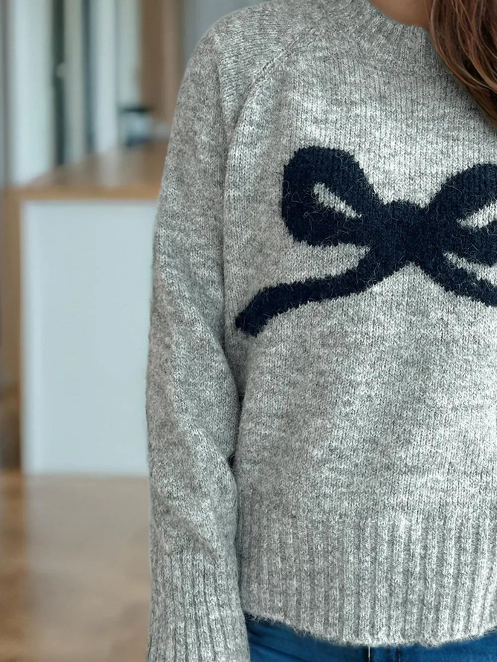 Round neck sweater women's autumn and winter knitted sweater top women