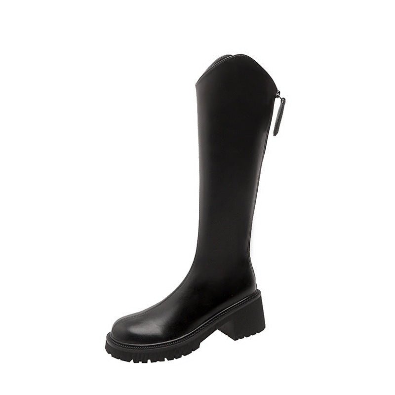 High Boots Women's High Bootsy Boots Chunky Heel Boots v Mouth Elastic Skinny Boots