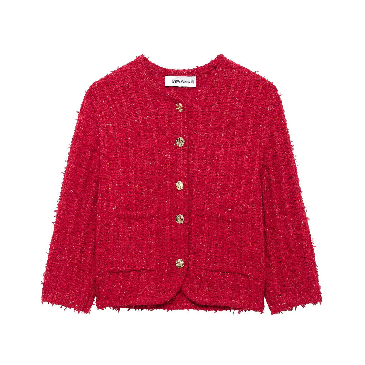 Autumn European and American style fashionable round neck single breasted knitted jacket for women