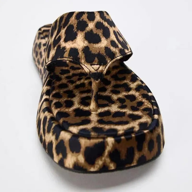 Leopard Toe Post Sandals