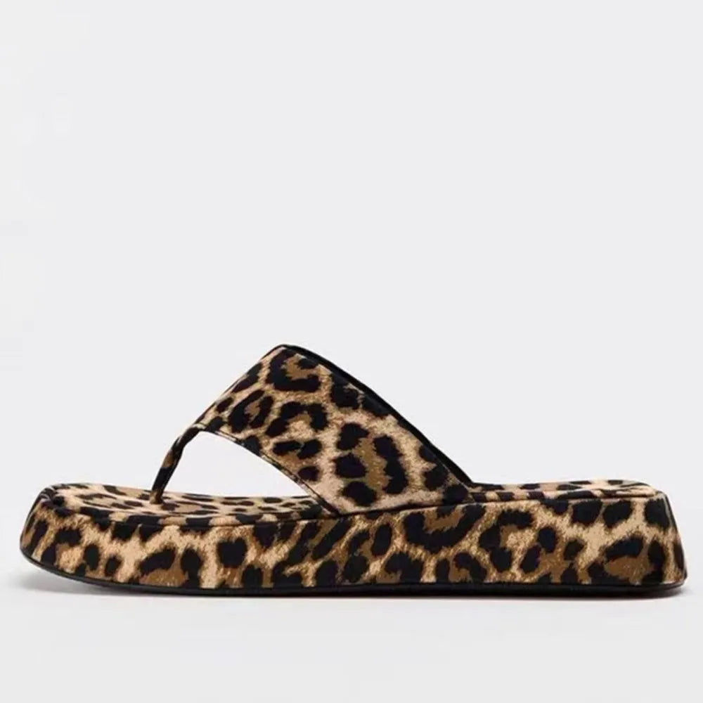 Leopard Toe Post Sandals