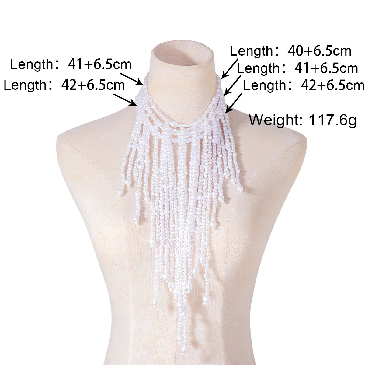 Badge of Pearls Vintage Imitation Pearls Waterfall Tassels Necklaces for Women Multilayer Choker Necklace Jewelry Holiday Party Accessories