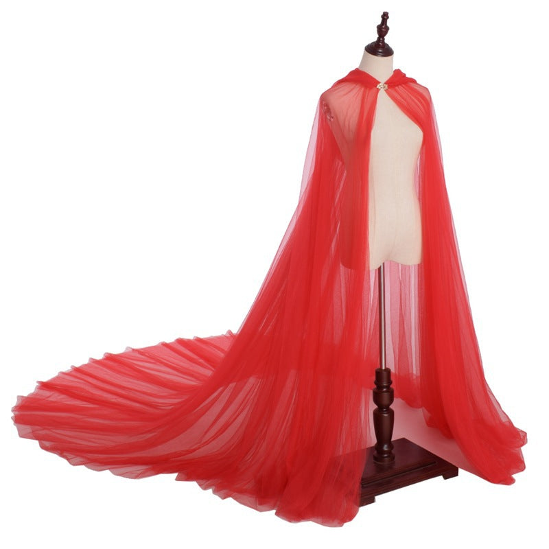 POETIC MAGIC Adult Vintage Hooded Tulle Cloak Cos Vampire Bride Cape Women's Cloak