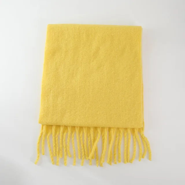 New Winter Women's Scarf Cashmere Warm Wrap Pashmina Solid Foulard Female Scarves Shawls Thick Soft Blanket Large Tassels