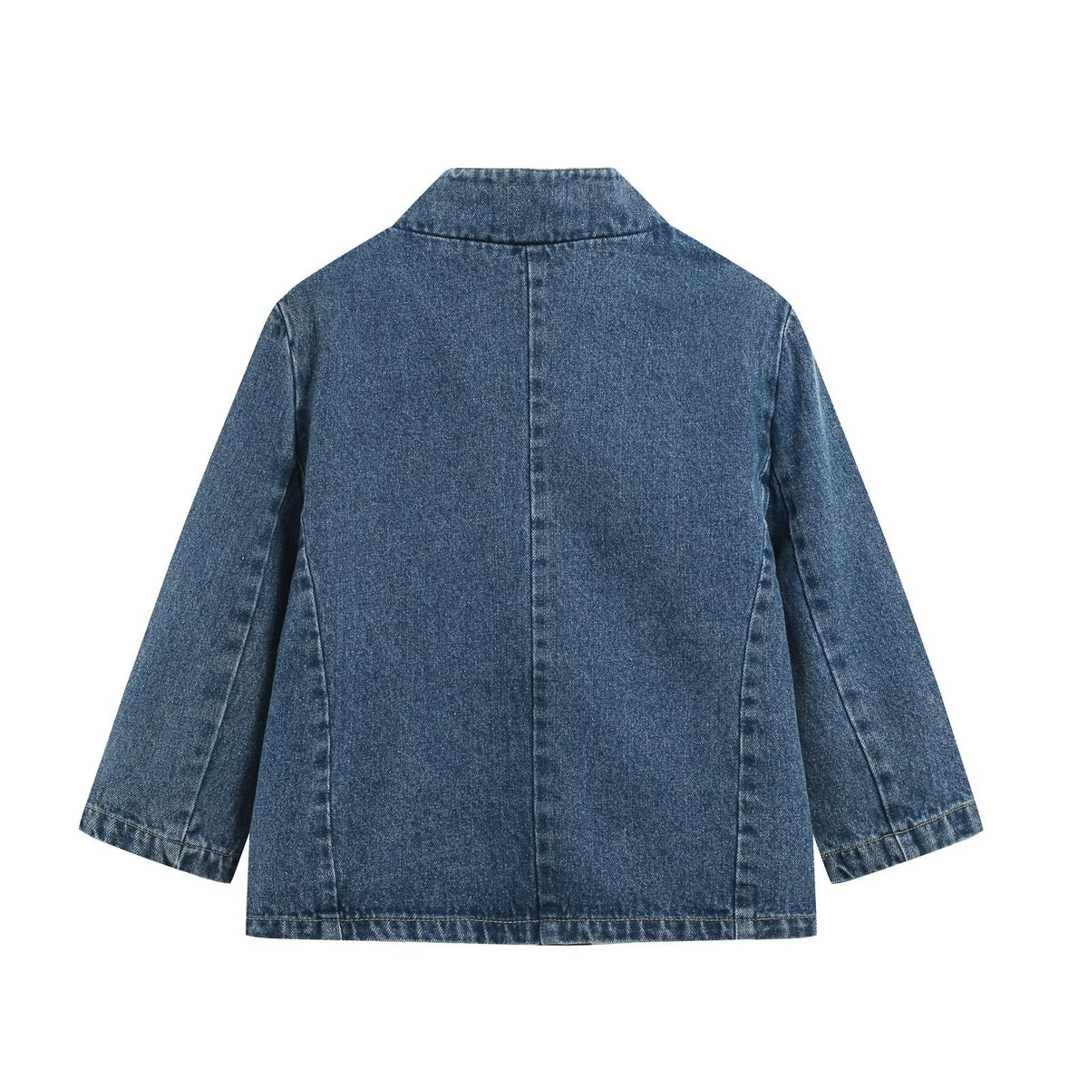 Casual double row concealed button denim suit+long pants set for women