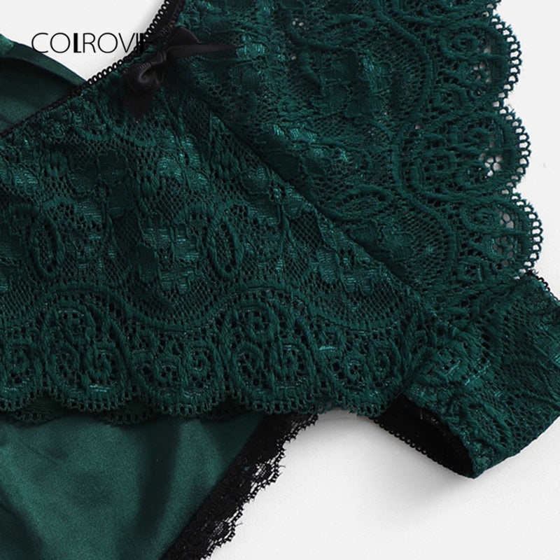 LA BELLA Army Green Sexy Floral Lace Cami Lingerie Set Burgundy Women Bra And Brief Sets Wireless Sexy Underwear Bra Set