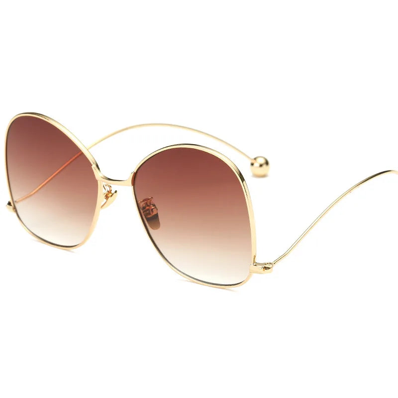 Rose Pink Mirror Round Sunglasses New Brand Designer Women Sunglasses Fashion Contort Leg Sun Glasses Oversize Oculos