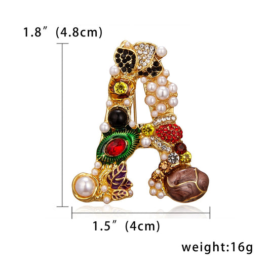 Fashionable rhinestones pearl letters chest flowers minimalist coats clothing accessories brooches and safety pins