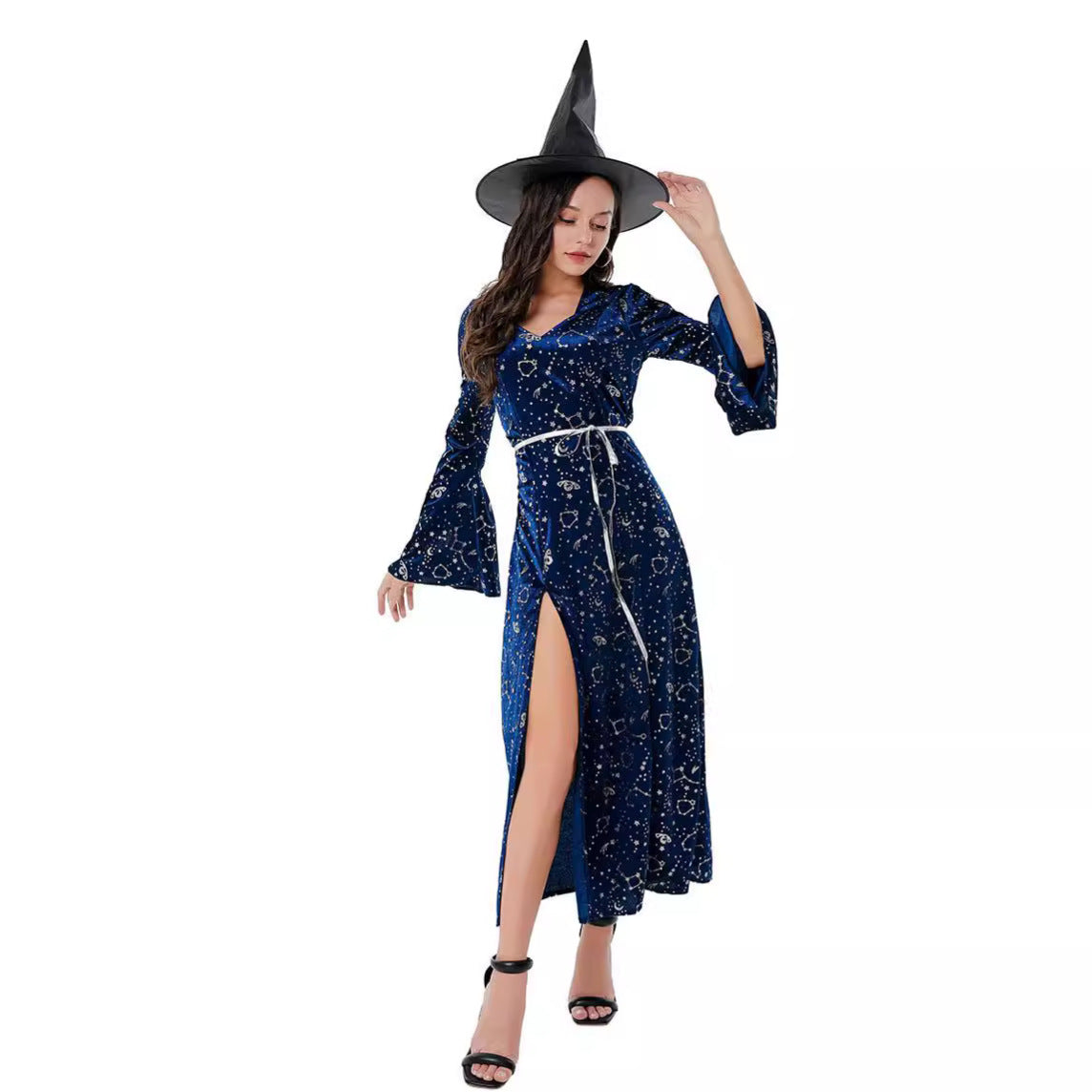 Zhu Mi Lian New Halloween Witch Costume Adult Role Play Witch Long Dress Cosplay Performance Costume