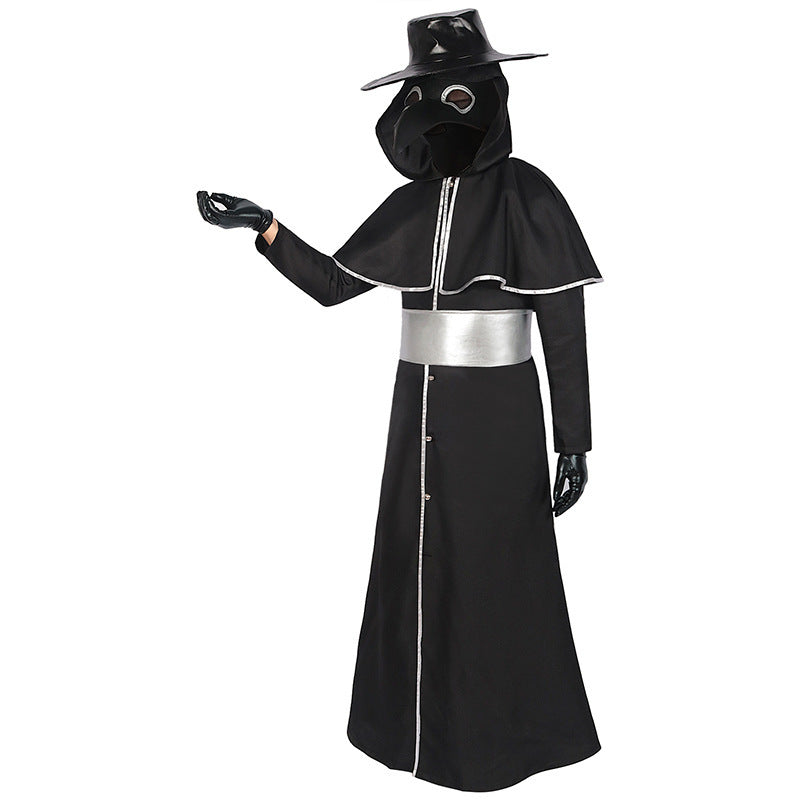 Festive Adult Medieval Steampunk Crow Dark Style Costume with Long Beak Mask Halloween