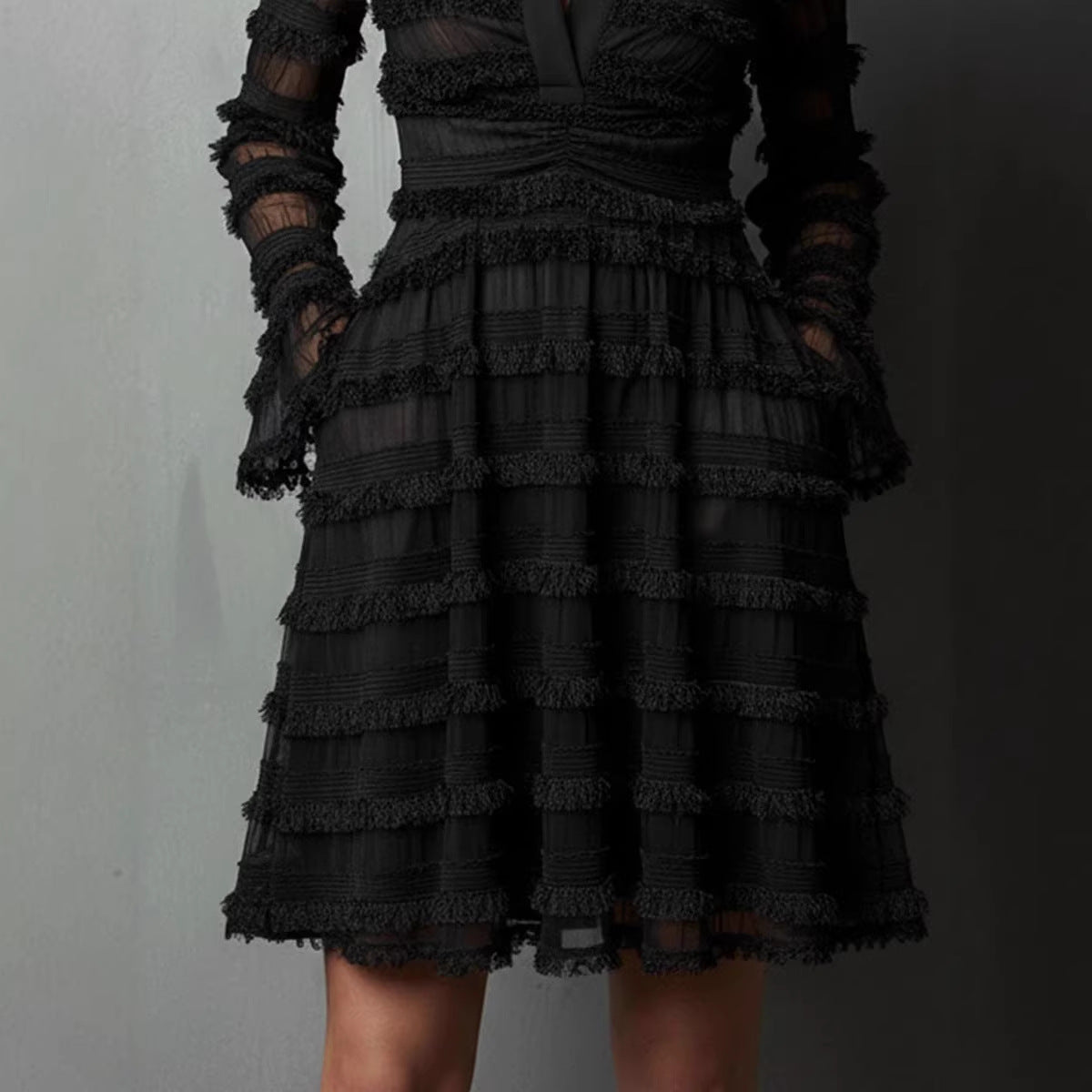 Sexy Sheer Fitted Dress Style High Waist Versatile Pleated Skirt