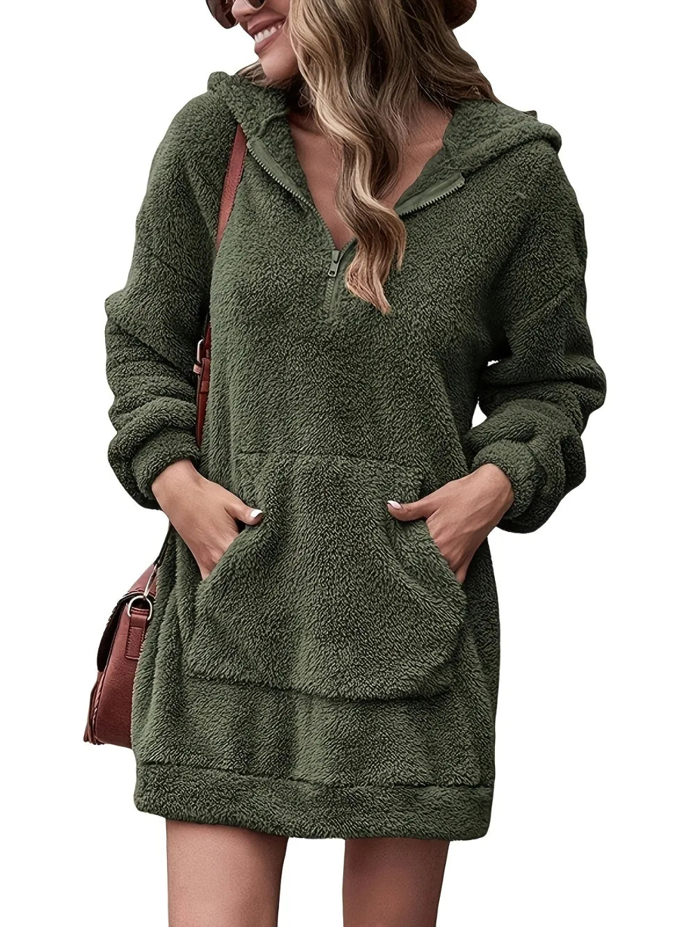 Badge of Pearls Half Zip Dropped Shoulder Oversized Hoodie