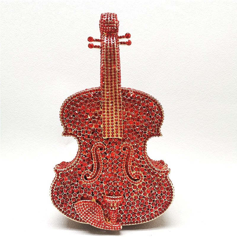 12 Colors Violin-Shape Rhinestone Evening Bag Designer Luxury Women Metal Wedding Bridal Clutches Lady Girls Diamonds Purses