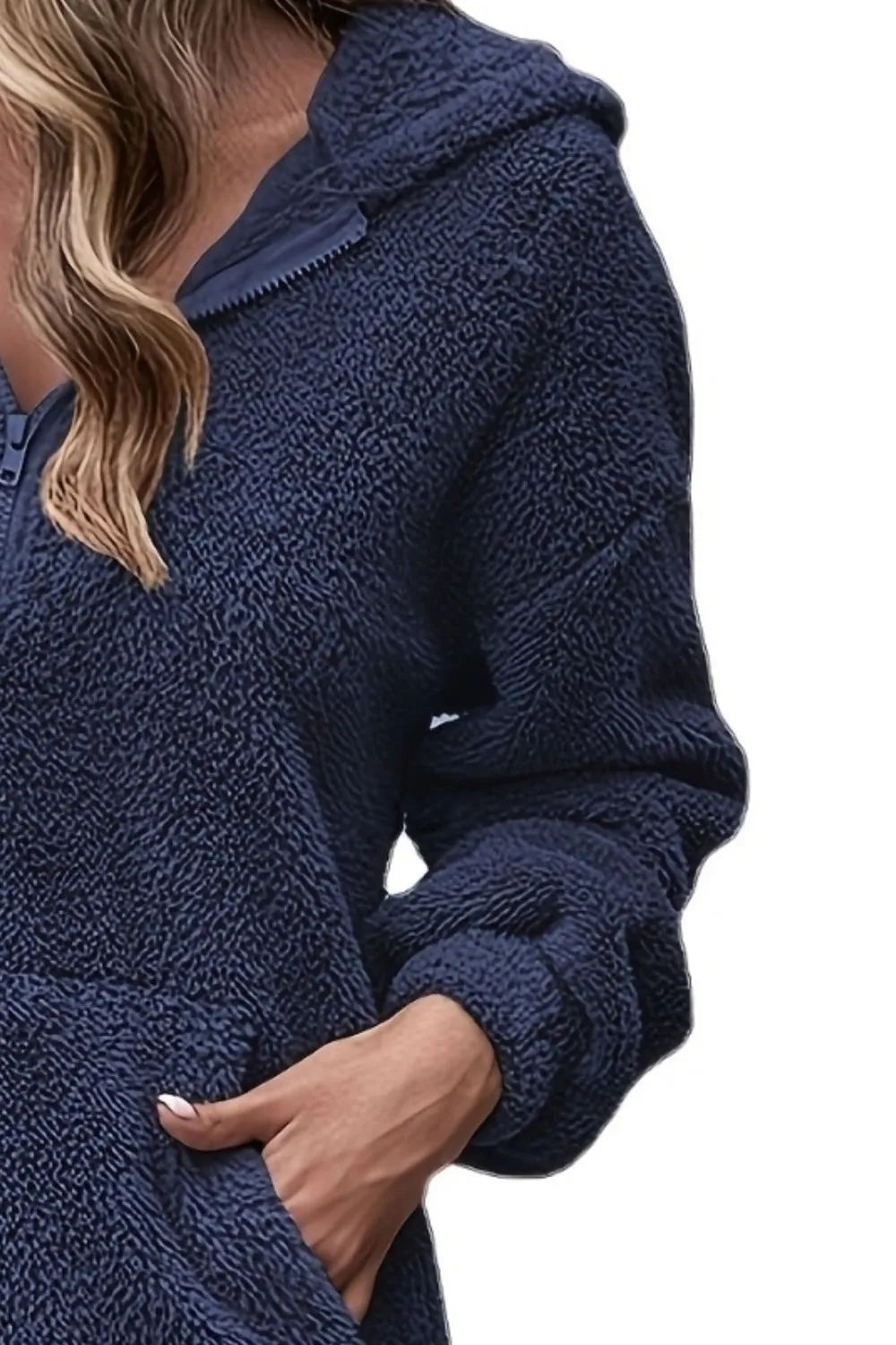Badge of Pearls Half Zip Dropped Shoulder Oversized Hoodie