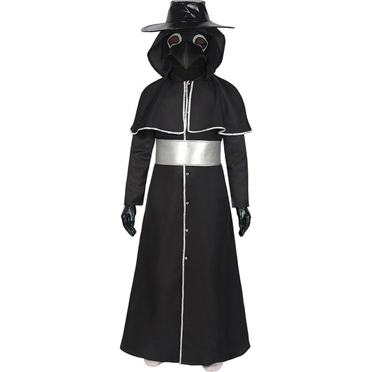 Festive Adult Medieval Steampunk Crow Dark Style Costume with Long Beak Mask Halloween