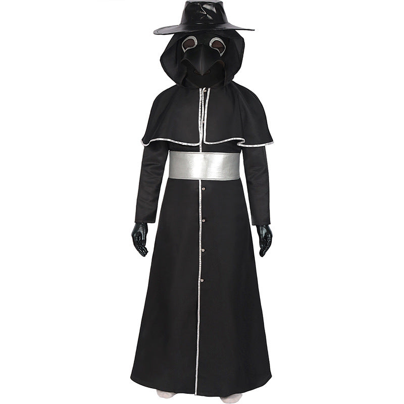 Festive Adult Medieval Steampunk Crow Dark Style Costume with Long Beak Mask Halloween