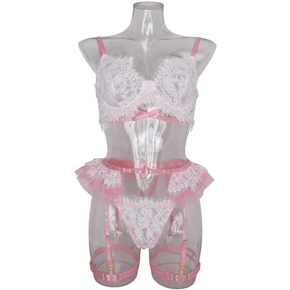 LA BELLA lace perspective bow sexy lingerie set