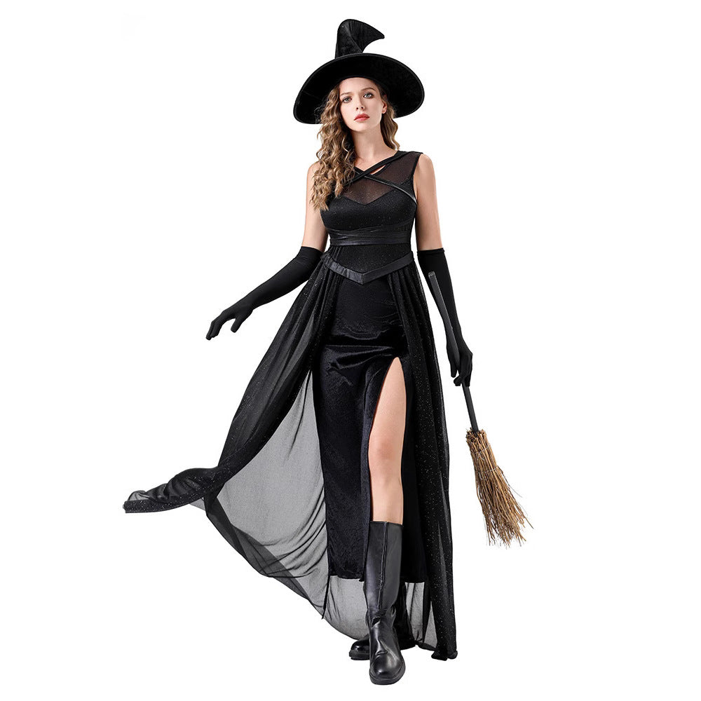 Halloween Costume Witch Role Play Dress Witch Cosplay Stage Outfit Elegant Theme Party Costume