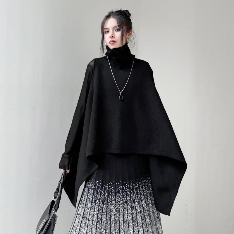 Irregular Big Size Knitting Sweater Turtleneck Sleeveless Women Pullovers New Fashion Tide Spring Autumn