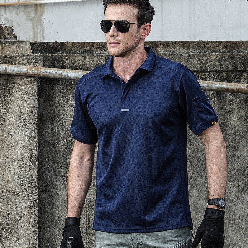 AGENT ACEVEDO 34815 Consul collar short sleeved multifunctional quick drying outdoor men's sports sweat wicking quick drying clothes elastic tactical T-shirt