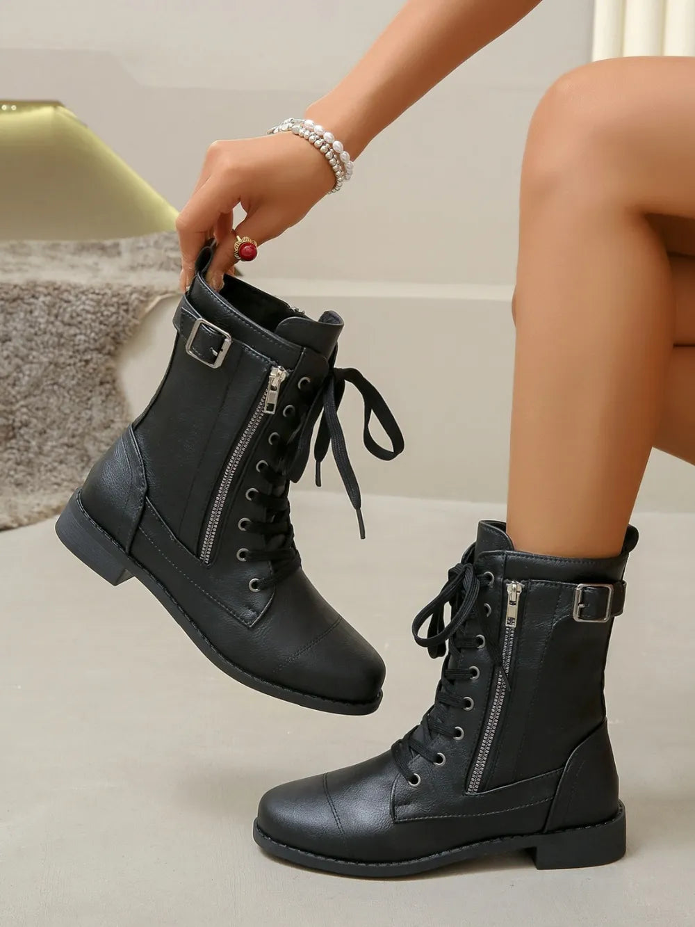 Agent Acevedo's PU Leather Lace-Up Boots