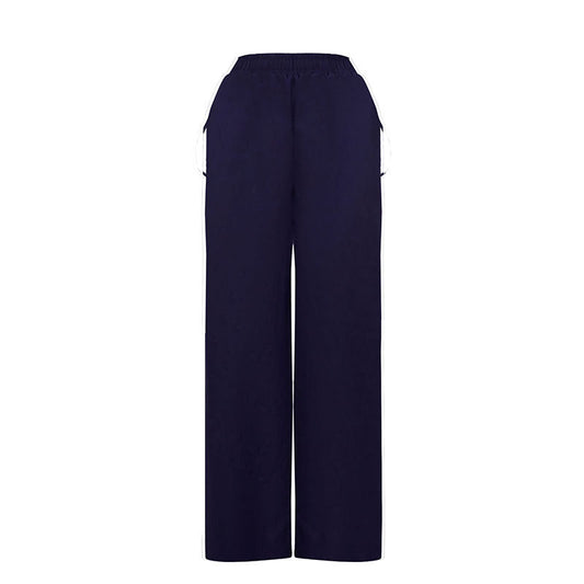 Side striped elastic waistband drawstring pants for women