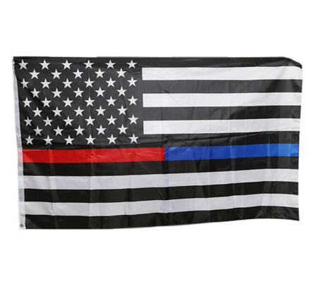 AGENT ACEVEDO 34815 90*150cm USA Police Flags Thin American National Banner White And Blue Stars Printed Strip with Brass Grommets