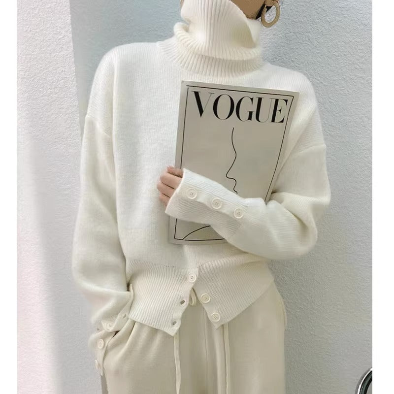 Hooded high neck sweater for women in autumn and winter